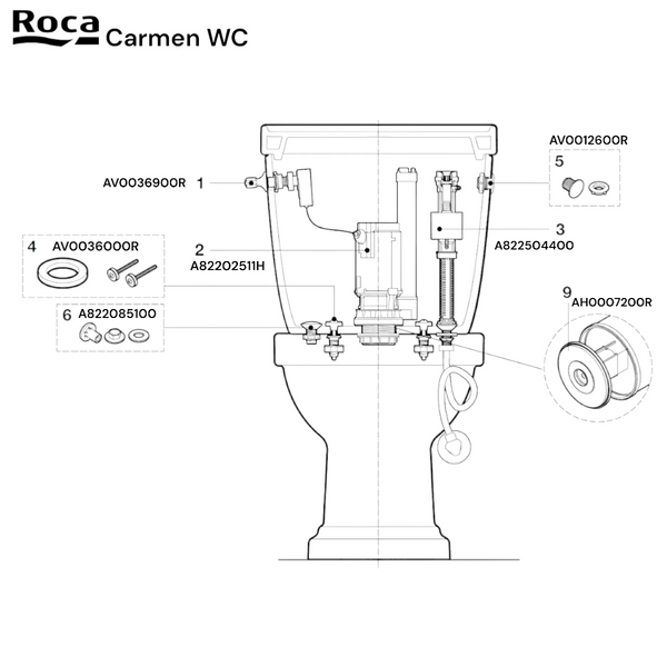 Арматура для бачка CARMEN зливна система Roca A82202511H A82202511H фото
