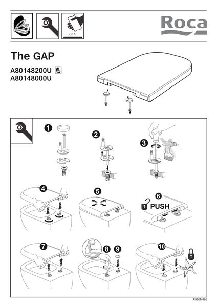 Roca Gap V3. Кріплення для сидіння A80148000U, A80148200U (комплект). A80148NM0U A80148NM0U фото